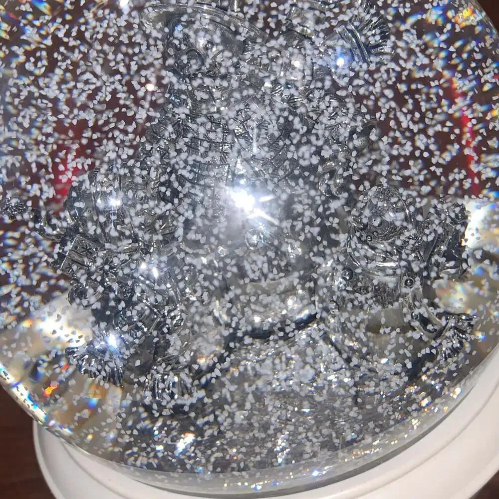 Silver Snowman Family Water‎ Globe Lighted Holiday Decor ❄️ Non-Working